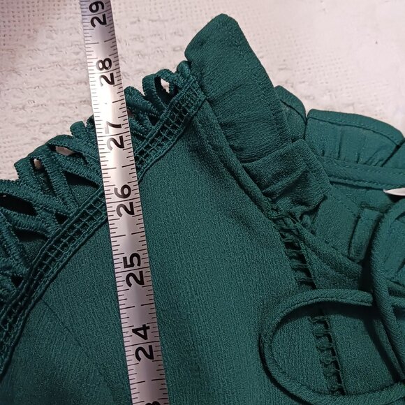 The Pioneer Woman's Ruffle Collar Lace Trim Blouse Green Size M (8-10) - Picture 8 of 10